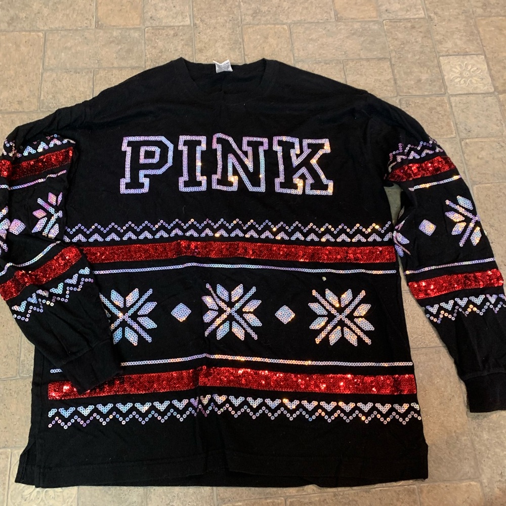 PINK Christmas sequin long sleeve